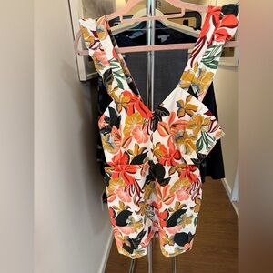 Zara Cream Floral Printed Jumpsuit